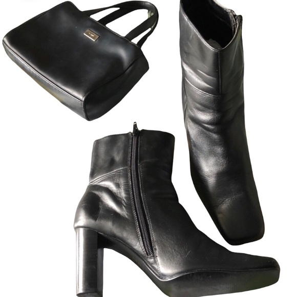 Victoria's Secret Shoes - ☀️ Black Leather Upper Heeled Boots